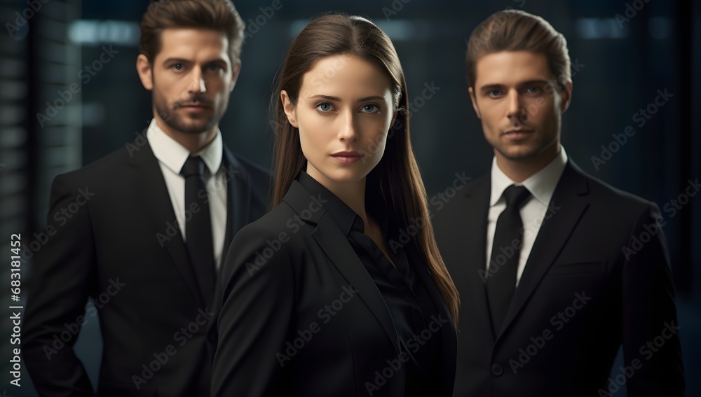 Professional Business Couple in Suits Discussing Project Plans in Modern Office Setting Generative AI Professional Business Couple in Suits Discussing Project Plans in Modern Office Setting Generative AI