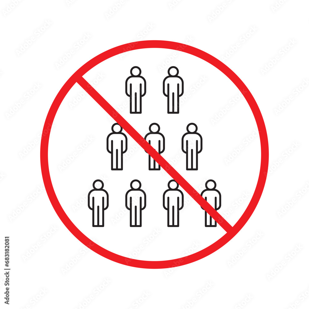 Forbidden group of people vector icon. Warning, caution, attention, restriction, label, ban, danger. No people crowd flat sign design pictogram symbol. No protest outcry objection icon UX UI icon Forbidden group of people vector icon. Warning, caution, attention, restriction, label, ban, danger. No people crowd flat sign design pictogram symbol. No protest outcry objection icon UX UI icon