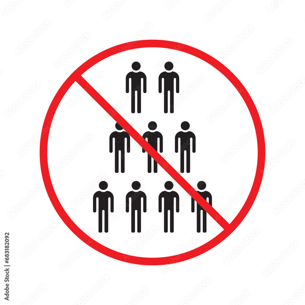 Forbidden group of people vector icon. Warning, caution, attention, restriction, label, ban, danger. No people crowd flat sign design pictogram symbol. No protest outcry objection icon UX UI icon Forbidden group of people vector icon. Warning, caution, attention, restriction, label, ban, danger. No people crowd flat sign design pictogram symbol. No protest outcry objection icon UX UI icon