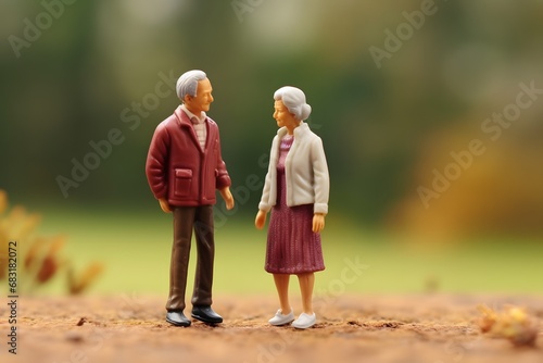 Elderly Couple Figurines Standing Together in Love and Devotion on a Shelf in a Home Interior Decoration Generative AI