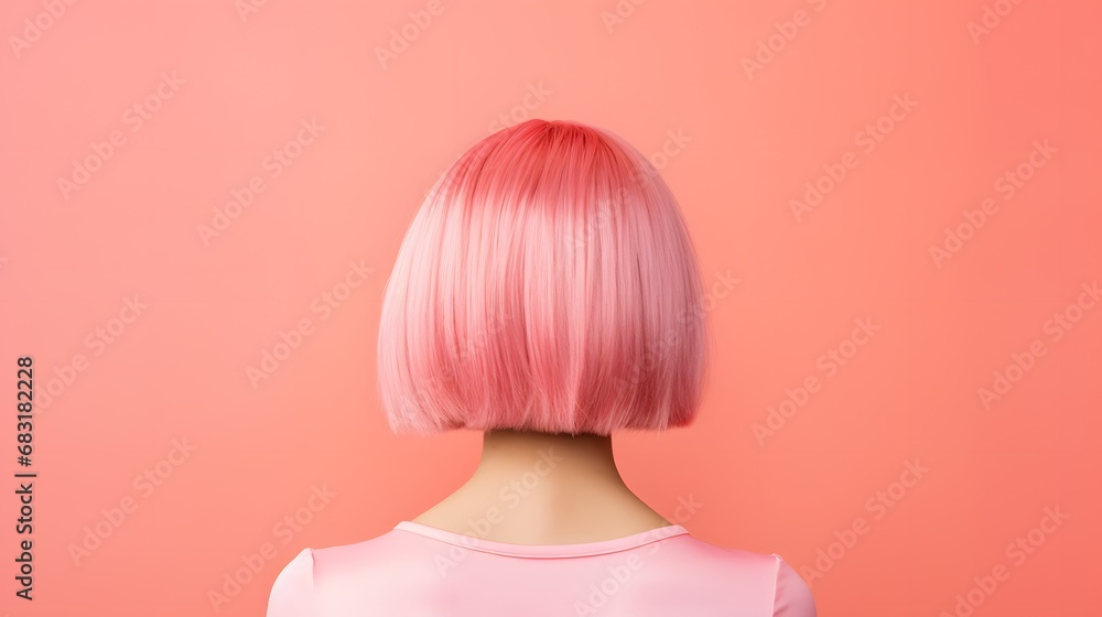 Confident young woman with vibrant pink hair and stylish pink top posing against a neutral background Generative AI Confident young woman with vibrant pink hair and stylish pink top posing against a neutral background Generative AI