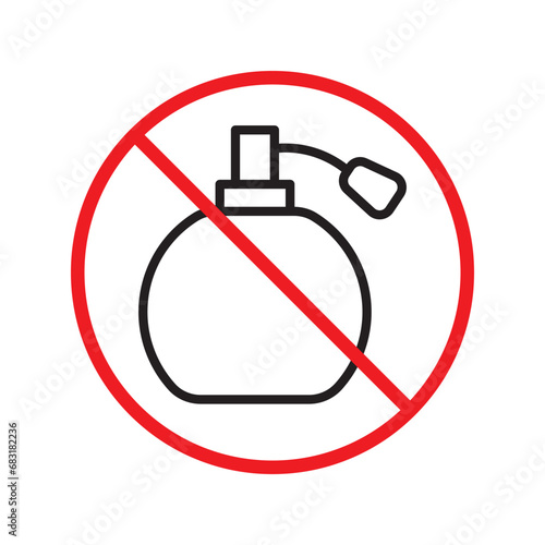 Forbidden perfume vector icon. Warning, caution, attention, restriction, label, ban, danger. No scent flat sign design pictogram symbol. No perfume icon UX UI icon
