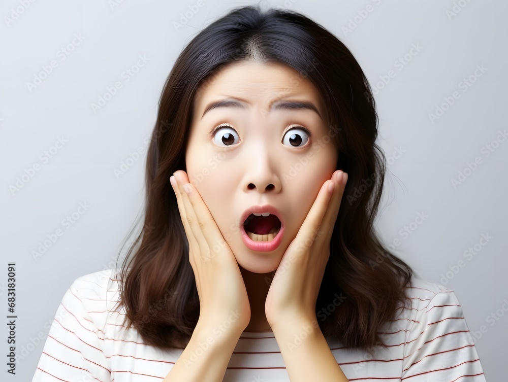 Shocked and Amazed Portrait of a Woman with a Surprised Expression Generative AI Shocked and Amazed Portrait of a Woman with a Surprised Expression Generative AI
