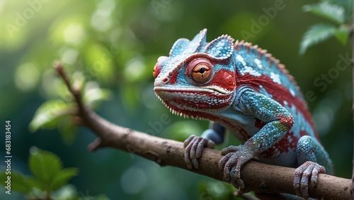 chameleon on a tree branch photo