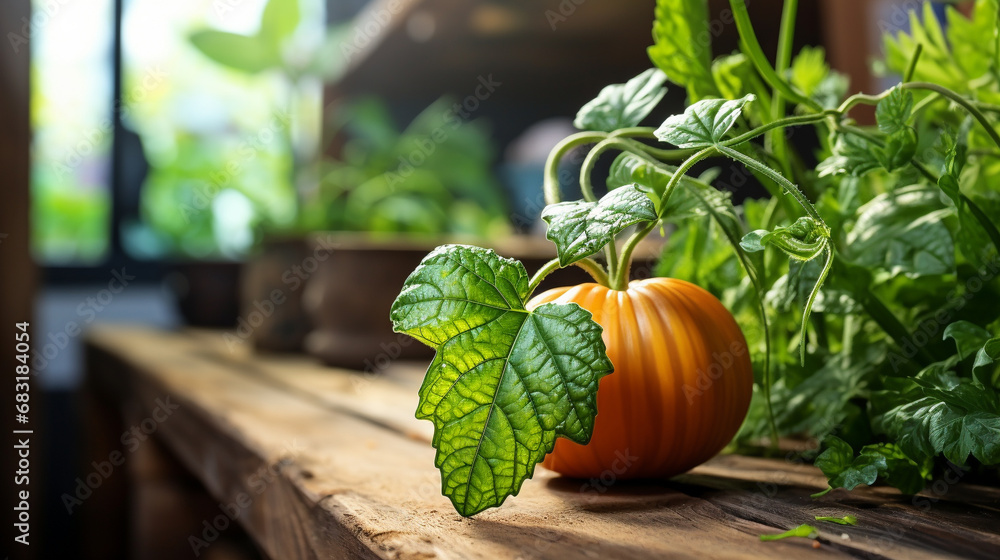 Obraz premium pumpkin on the table HD 8K wallpaper Stock Photographic Image 