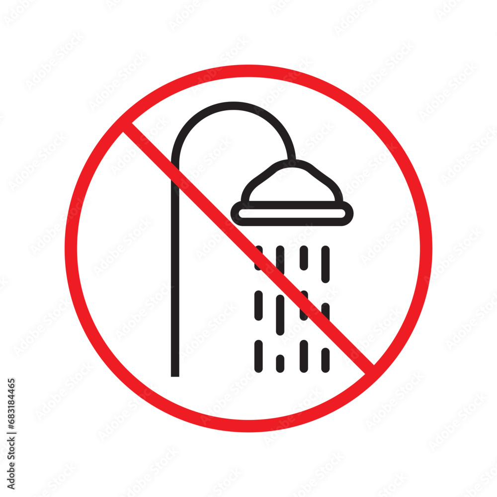 Vecteur Stock Forbidden shower icon. No shower vector sign. Prohibited
