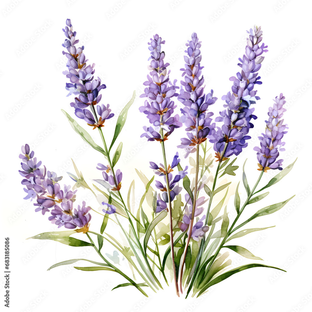 Lavender, Flowers, Watercolor illustrations Lavender, Flowers, Watercolor illustrations
