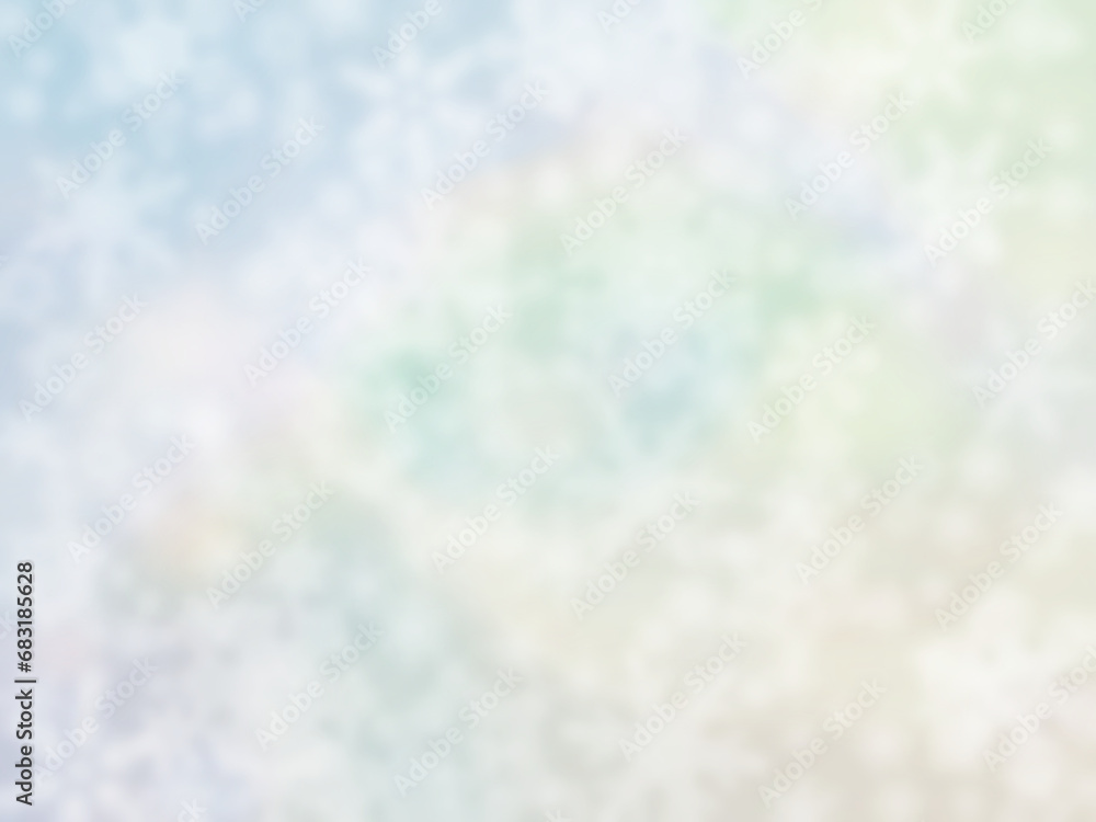 Obraz premium 雪の結晶と虹雲風のパステルカラーの背景素材