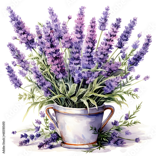 Lavender, Flowers, Watercolor illustrations