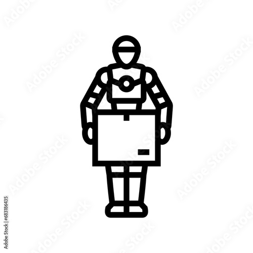robot courier autonomous delivery line icon vector. robot courier autonomous delivery sign. isolated contour symbol black illustration