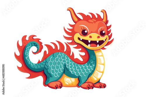Cute Asian Dragon design isolated on a transparent background created with Generative AI technology