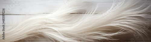 White Wooden Surface with Cascading White Hair