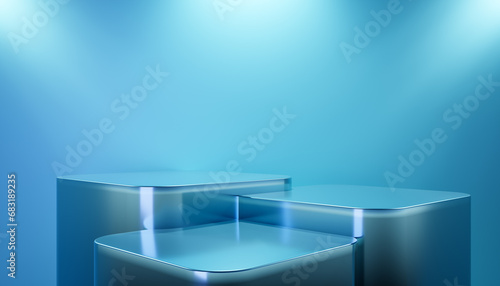 фотографія three Blue podium mockup