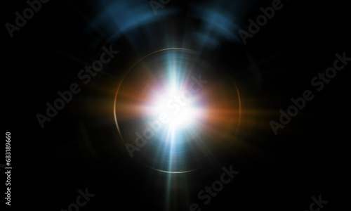 Light flare, Light effect, shining sun on black background
