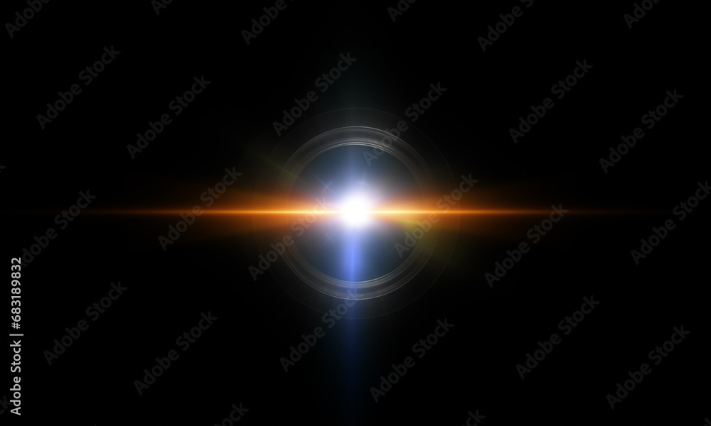 Light flare, Light effect, shining sun on black background Light flare, Light effect, shining sun on black background