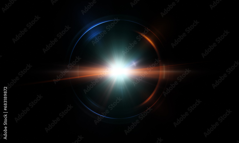 Light effect ray shining sun bright flash Special lens flare on black background Light effect ray shining sun bright flash Special lens flare on black background