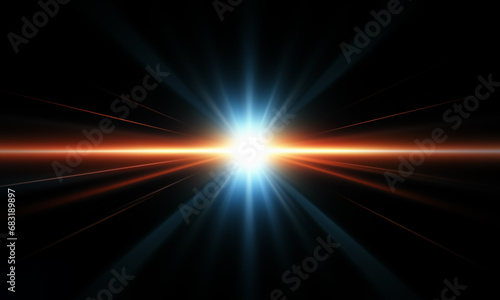 Light effect ray shining sun bright flash Special lens flare on black background