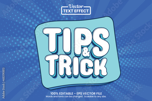 Editable text effect Quick tips 3d Cartoon template style premium vector