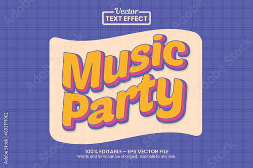Editable text effect - Music Fest Vintage Cartoon template style premium vector