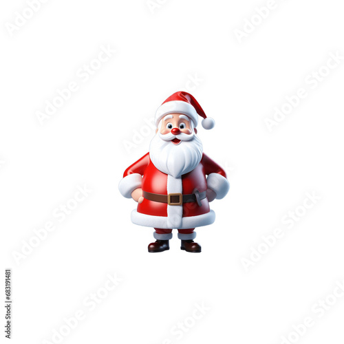 Set of 3D cartoon character Santa Claus Marry Christmas happy smile dancing have fun, isolated on white and transparent background, ai generate PNG File