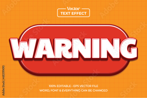 warning red editable text effect template