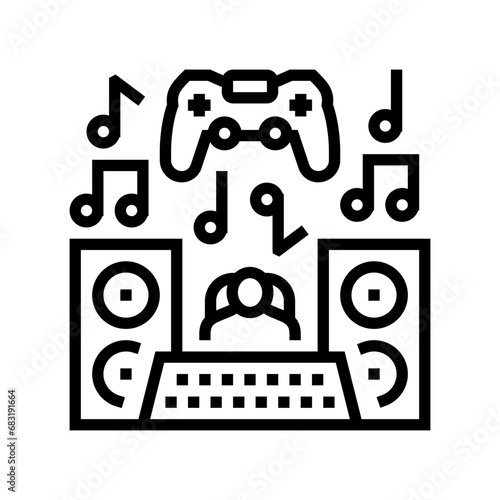 sound design game development line icon vector. sound design game development sign. isolated contour symbol black illustration