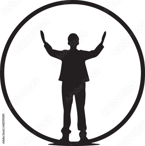 Silhouette of a person in a circle vector illustration