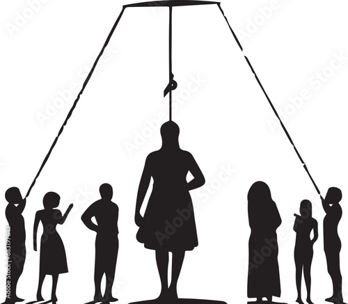 Silhouettes of people on suicide vector illustration photo