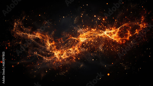 Explosion of fire flames Galaxy Dark Black background 