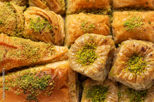 Assortment of Turkish baklava dessert