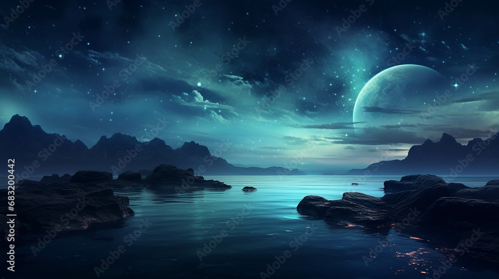 The sky and the sea at night Among the stars that shine brightly to be seen at night. The sky and the sea at night Among the stars that shine brightly to be seen at night.