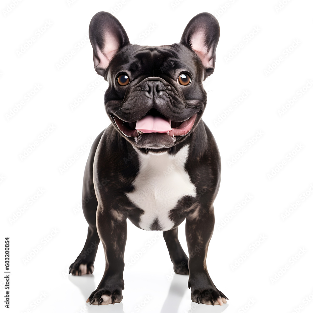 French Bulldog Dog Isolated on White Background - Generative AI