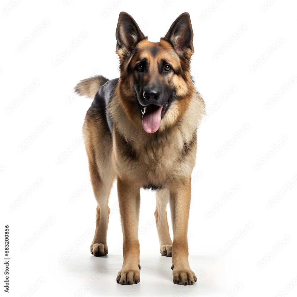 German Shepherd Dog Isolated on White Background - Generative AI German Shepherd Dog Isolated on White Background - Generative AI