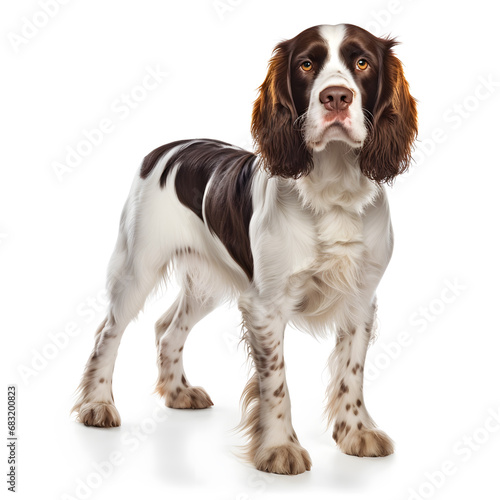 English Springer Spaniel Dog Isolated on White Background - Generative AI