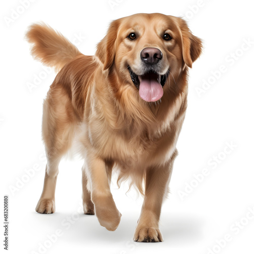 Golden Retriever, Happy Dog Isolated on White Background - Generative AI