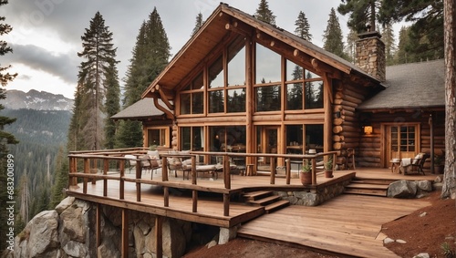 wooden house in the lake