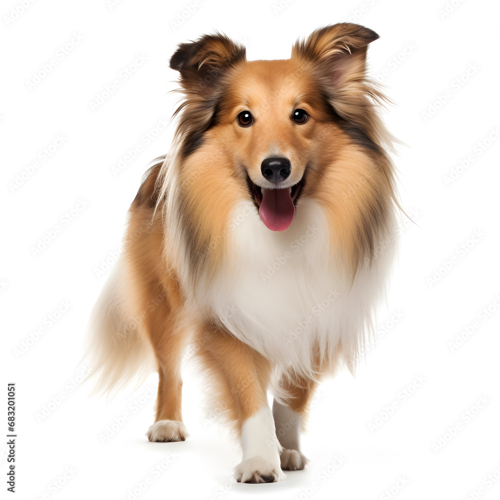 Shetland Sheepdog, Collie Dog Isolated on White Background - Generative AI Shetland Sheepdog, Collie Dog Isolated on White Background - Generative AI