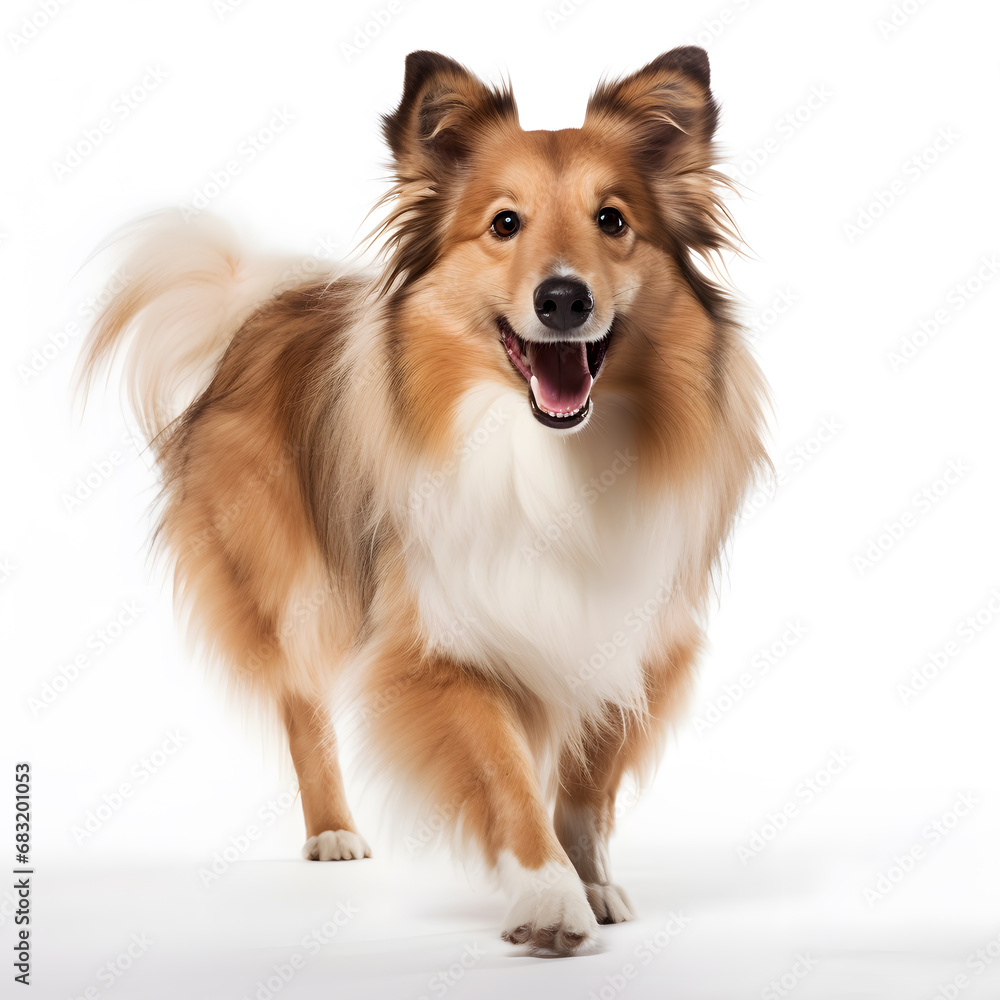 Shetland Sheepdog, Collie Dog Isolated on White Background - Generative AI