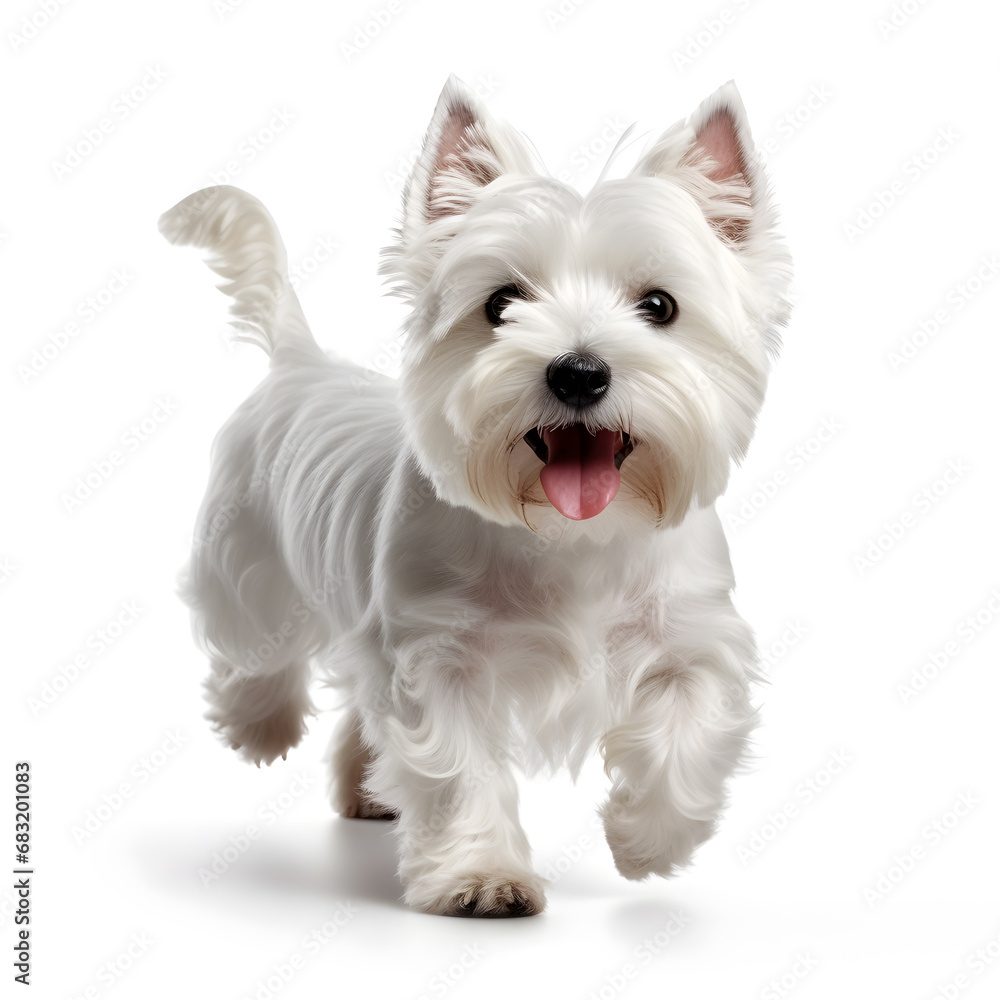 West Highland White Terrier Dog Isolated on White Background - Generative AI West Highland White Terrier Dog Isolated on White Background - Generative AI