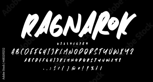 ragnarok brush font script vector lettering. Best Alphabet Alphabet Brush Script Logotype Font lettering handwritten photo