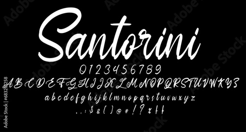 santorini font script vector lettering. Best Alphabet Alphabet Brush Script Logotype Font lettering handwritten