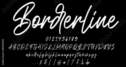 borderline font script vector lettering. Best Alphabet Alphabet Brush Script Logotype Font lettering handwritten
