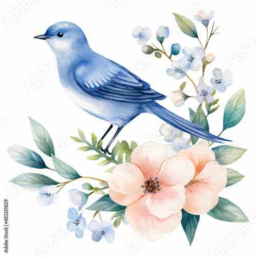 Floral Bird isolated on white background © Johnu