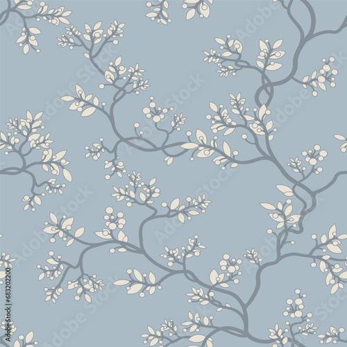 seamless pattern of branches and leaves