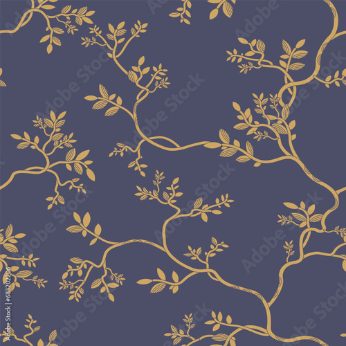 seamless pattern of branches and leaves
