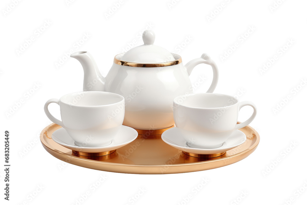 Elegance in Tea Time: Explore the Luxury Tea Set Excellence Isolated on Transparent Background