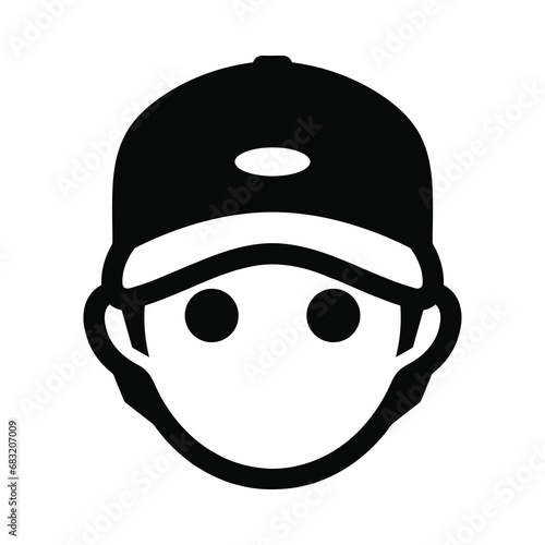 Man Wearing Baseball Cap Icon	 photo