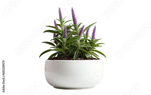 Lavender Plant Seedling in a White Bow on a Transparent Background