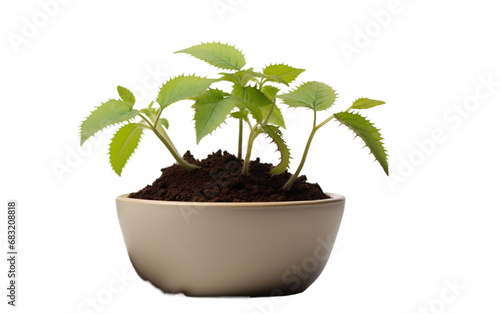 Kiwi Plant Seedling in a White Bowl on a Transparent Background