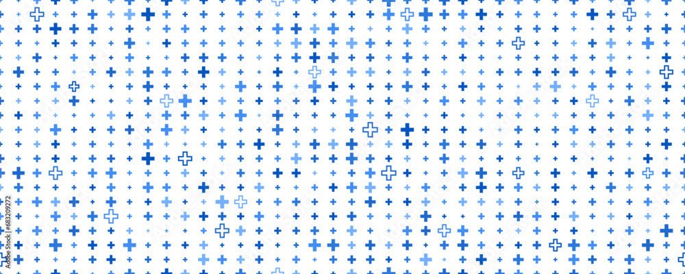 Medical cross and plus background. Abstract seamless blue pattern for hospital and pharmacy. Geometrical shapes ornament. Vector backdrop Medical cross and plus background. Abstract seamless blue pattern for hospital and pharmacy. Geometrical shapes ornament. Vector backdrop